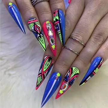 12 Color Fluorescent 3D Nail Art Pens Set, Kalolary Nail Point Graffiti Dotting Pen Drawing Painting Liner Brush for DIY Nail Art Beauty Adorn Manicure Tools(D)