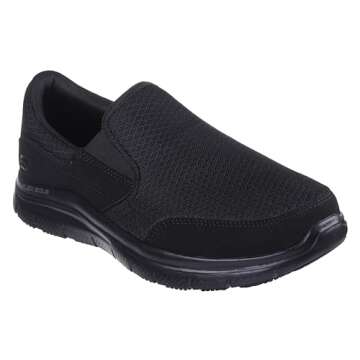 Skechers Men's Flex Advantage Slip Resistant Sr Mcallen Slip on Work Shoe, Black, 11