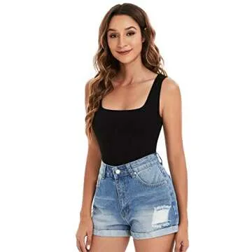 Verdusa Women's Casual Square Neck Sleeveless Slim Fitted Basic Tank Top