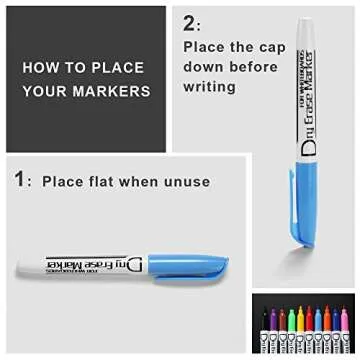 Volcanics Dry Erase Markers Low Odor Fine Whiteboard Markers Thin Box of 12, 10 Colors