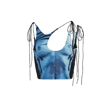 CAPE CLIQUE Y2K Tops for Womens Sexy Body Print Halter Sleeveless Going Out Bodycon Cami Shirts Summ...