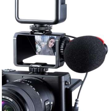 UURig Vlog Selfie Flip Screen for Mirrorless Camera for Sony A7R3 A7III A7II A6000/A6300/A6500 Cold Shoe Bracket Microphone Mount for Fujifilm XT3 XT20 Canon Panasonic GX85 Nikon Z7 Reverse Mirror