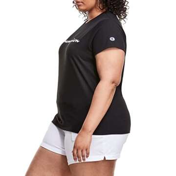 Champion womens Classic Tee, Script Logo T Shirt, Black-y08113, XX-Large US