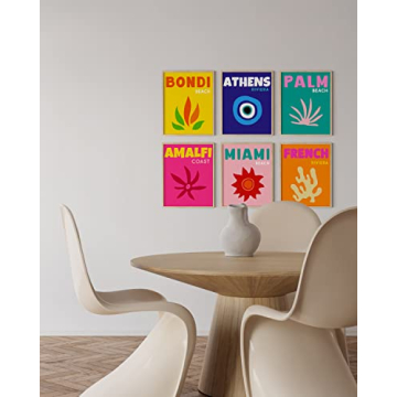 HAUS AND HUES Colorful Framed Wall Art Set of 6 Travel Prints