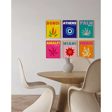 HAUS AND HUES Colorful Framed Wall Art Set of 6 Travel Prints