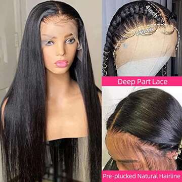 XUBULO 30 Inch Lace Front Wigs Human Hair - 200% Density & Natural Look