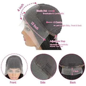 XUBULO 30 Inch Human Hair Lace Front Wig - 200 Density