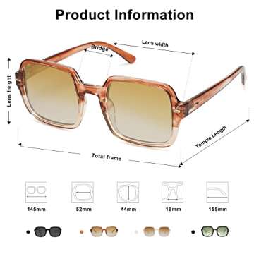 SOJOS Retro Square Polarized Sunglasses for Women Men Classic Trendy Sunnies SJ2226, Brown Pattern/Brown