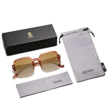 SOJOS Retro Square Polarized Sunglasses for Women Men Classic Trendy Sunnies SJ2226, Brown Pattern/Brown