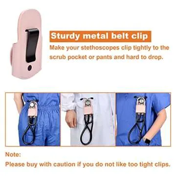 iGuerburn Pink Leather Stethoscope Holder for Scrubs