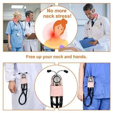 iGuerburn Pink Leather Stethoscope Holder for Scrubs