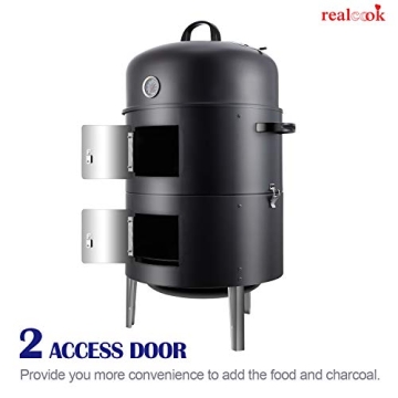 Affordable Realcook Vertical 17 Inch Steel Charcoal Smoker