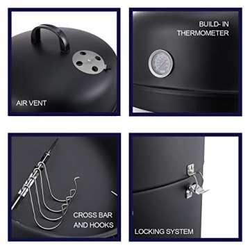 Affordable Realcook Vertical 17 Inch Steel Charcoal Smoker