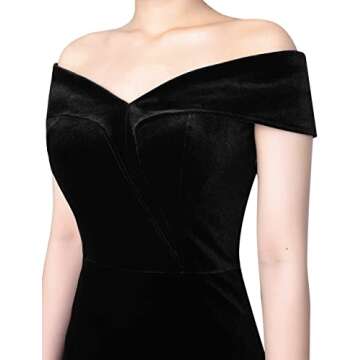 Elegant VFSHOW Black Velvet Off Shoulder Evening Gown