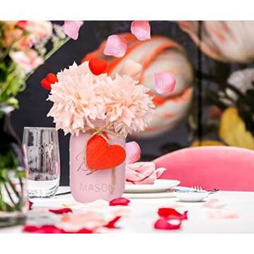 CNVOILA Valentines Table Decorations, Valentines Mason Jars Decors, Valentines Centerpiece for Table, Valentines Day Deor Indoor for Dinning Table, Bathroom Office – 3PC