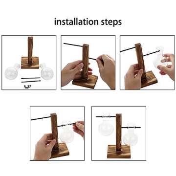 Stand Glass Planter Bulb Vase,ADSRO Glass Flowerpot with Vintage Wood Frame Holder for Hydroponic Plant Family Garden Wedding Decoration - (2 Bulb Vase)
