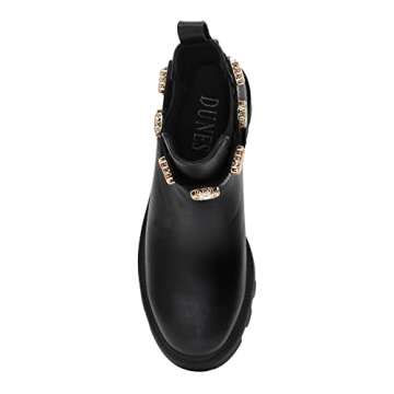 CUSHIONAIRE Women's Julie chelsea boot with Jeweled strap +Memory Foam, Black 7.5