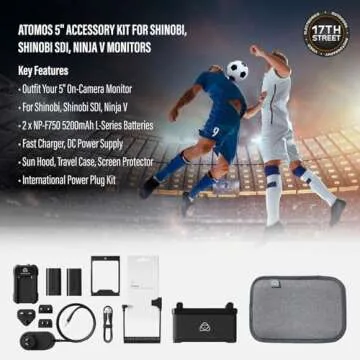 Atomos Ninja 5.2" 4K HDMI Recording Monitor with Atomos 5" Accessory Kit (Version II) for Select Shinobi and Ninja Monitors, Swivel and Tilt Adjustable Monitor Mount Bundle Set