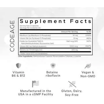 Codeage Methylfolate B Complex Supplements - 5 MTHF, Methylcobalamin 1000mcg Methylated Vitamin B12,...