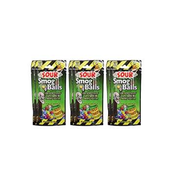 TOXIC WASTE Sour Smog Balls (6 Pack) - Crunchy Candy with a Chewy Center - Assortment of 6 Extreme F...