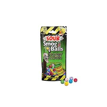 TOXIC WASTE Sour Smog Balls (6 Pack) - Crunchy Candy with a Chewy Center - Assortment of 6 Extreme Flavors: Grape, Cherry, Strawberry, Lemon, Blue Raspberry, and Lime!