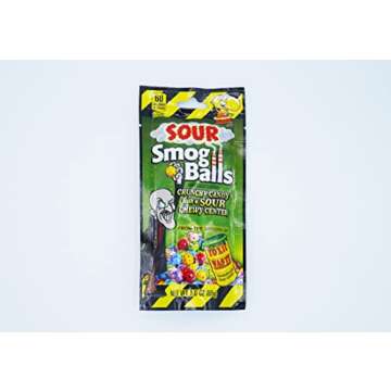 TOXIC WASTE Sour Smog Balls (6 Pack) - Crunchy Candy with a Chewy Center - Assortment of 6 Extreme Flavors: Grape, Cherry, Strawberry, Lemon, Blue Raspberry, and Lime!