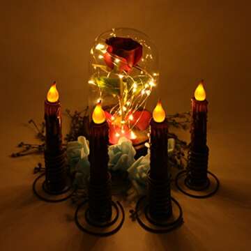 CVHOMEDECO Hand Dipped Battery Operated Taper Candles