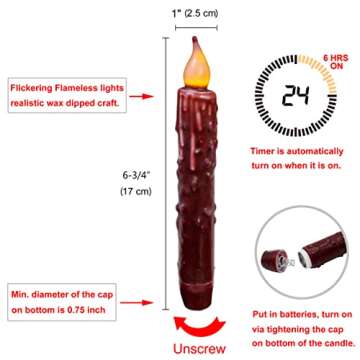 CVHOMEDECO Hand Dipped Battery Operated Taper Candles