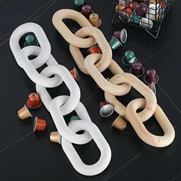 Wood Chain Link Decor Knot Decor Coffee Table Decor Wood Links Shelf Decor Accents 5-Link Wood Links Suitable for Farmhouse Wooden Links Home Decor Hand Carved Wood Crafts Collection