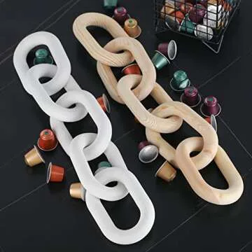 Wood Chain Link Decor Knot Decor Coffee Table Decor Wood Links Shelf Decor Accents 5-Link Wood Links Suitable for Farmhouse Wooden Links Home Decor Hand Carved Wood Crafts Collection