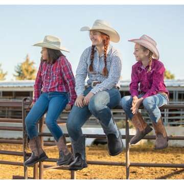 DADAWEN Kids Cowgirl Cowboy Western Boots Boys Girls Mid Calf Riding Shoes With Side Zipper (Toddler...