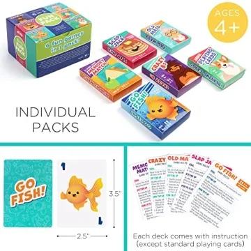 LotFancy Kids Card Games - 6 Decks for Learning and Fun