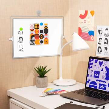 DOLLAR BOSS Small White Board with Stand Double-Sided 16" x 12" Magnetic Desktop Dry Erase Board for Back to School Portable Whiteboard Easel for Desk Home Office 8 Markers 8 Magnets 1 Eraser, Silver