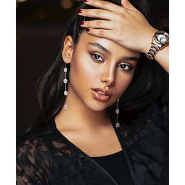 LOKLIFFAI Pearl Dangle Earrings - Elegant Threader Jewelry for Women