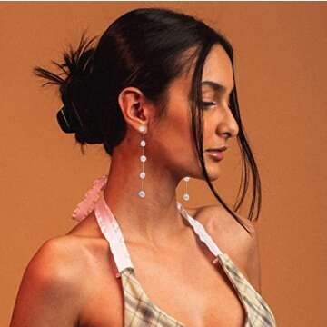 LOKLIFFAI Elegant Pearl Dangle Earrings for Women