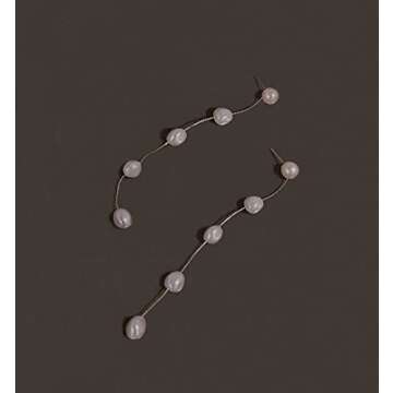 LOKLIFFAI Elegant Pearl Dangle Earrings for Women