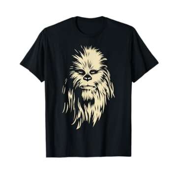 Star Wars Chewbacca Face Shadow Graphic T-Shirt - Officially Licensed Fun
