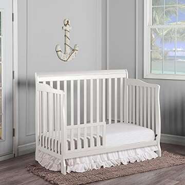 Dream On Me Convertible Crib Toddler Guard Rail in White, Compatible with Select Cribs, Crib to Todd...