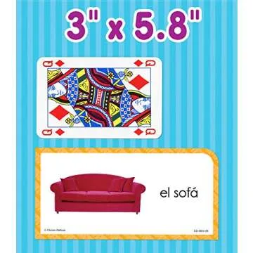 Carson Dellosa 104 Spanish Flash Cards for Kids, Spanish Vocabulary Flash Cards for Beginners, Picture Flash Cards for Toddlers, Learning Spanish Game for Beginners