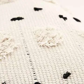 cygnus 12x20 Inch White and Black Tufted Lumbar Throw Pillow Cover with Zipper Pillowcase Case for Couch Living Room Farmhouse Decorative Boho (1Pcs)