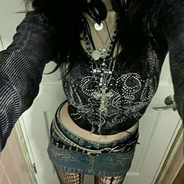 Women’s Grunge Aesthetics Slim Top - Casual Streetwear