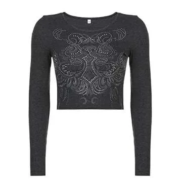 Women’s Grunge Aesthetics Slim Top - Casual Streetwear