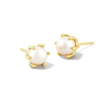 Kendra Scott Ashton Gold Pearl Stud Earrings - Elegant Women's Fashion Jewelry