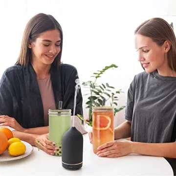 mwellewm Mason Jar Cups with Lids and Straw 24oz Reusable Wide Mouth Boba Tea Cup Bubble Smoothie Cup, Glass Mason Jars Bottle With Bamboo Lids and Stainless Lids (4)