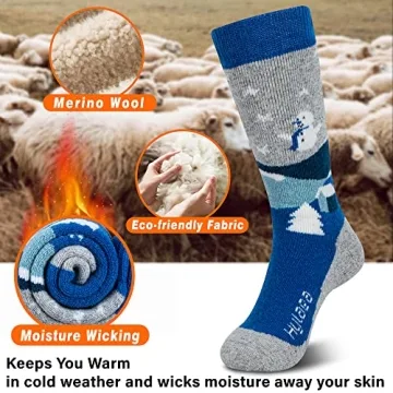 Hylaea Kids Merino Wool Ski Socks for Winter Fun