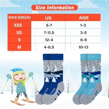 Hylaea Kids Merino Wool Ski Socks for Winter Fun
