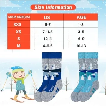 Hylaea Kids Merino Wool Ski Socks for Winter Fun