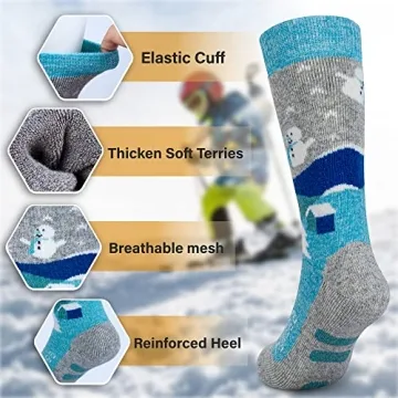Hylaea Kids Merino Wool Ski Socks for Winter Fun