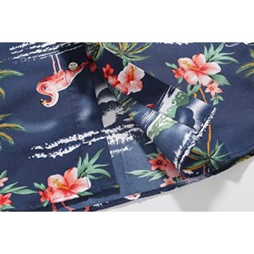 SSLR Mens Hawaiian Shirt Flamingos Casual Short Sleeve