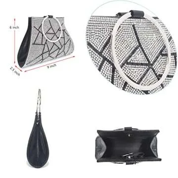 MOSSMON Crystal Clutch Purses Bride and Bridesmaid Handbag Elegant Wristlet Evening Bag for Women